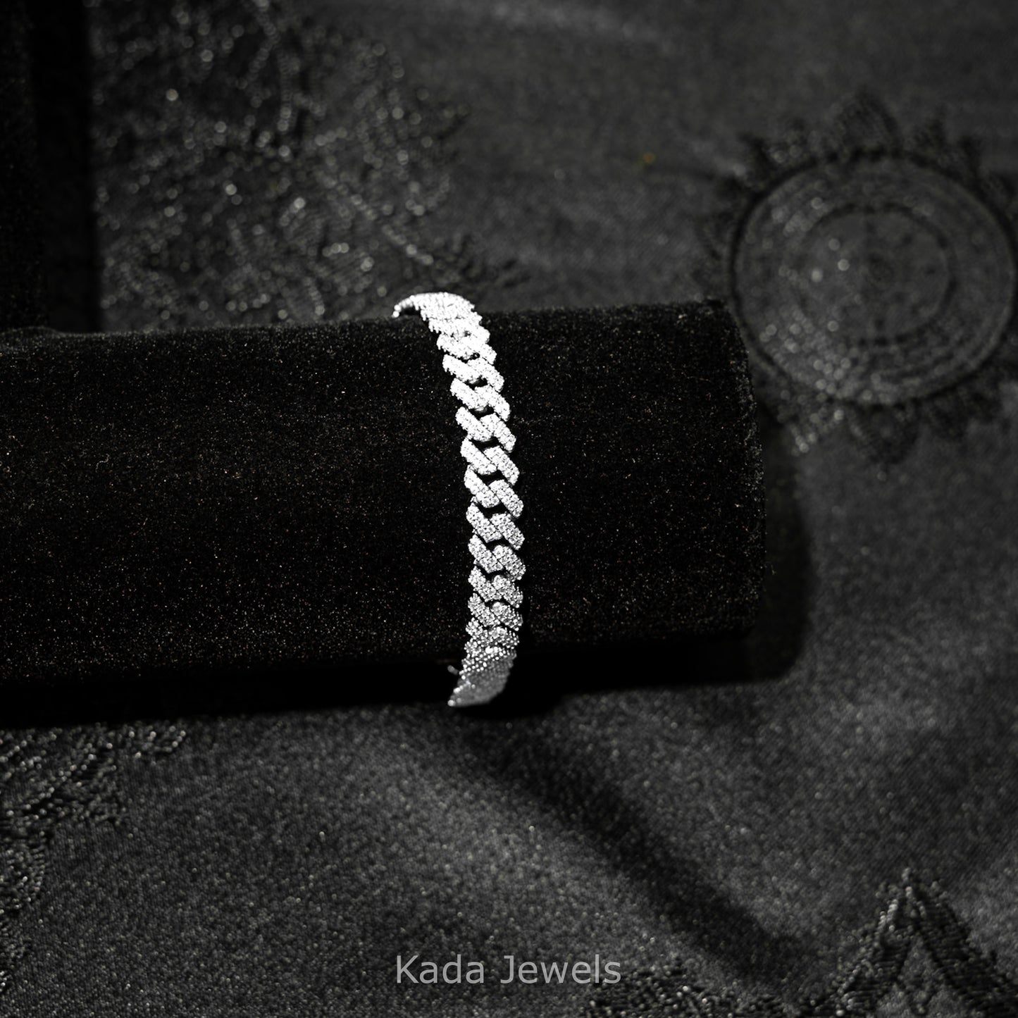 8mm Sliver Moissanite Cuban Link Bracelet (925 Silver)