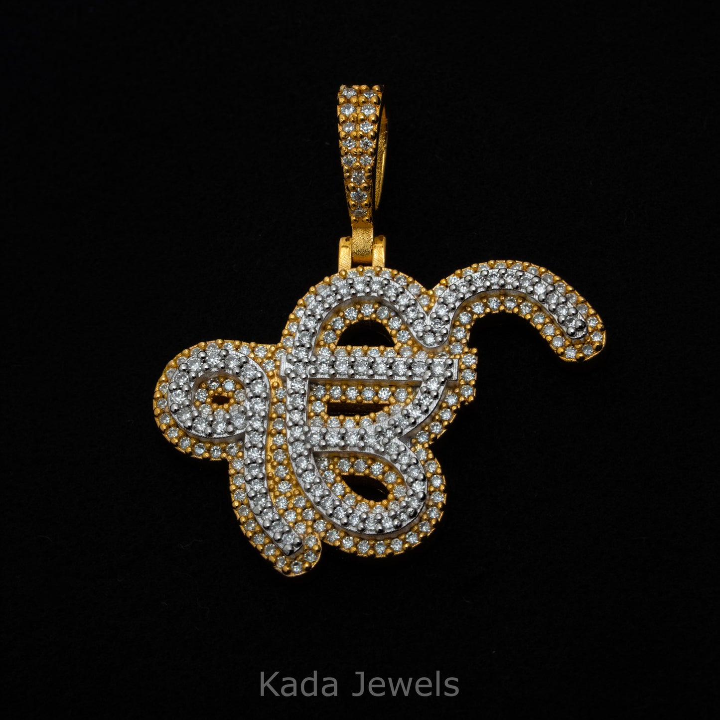 Two Tone Ik Onkar Moissanite Pendant (Made to Order)