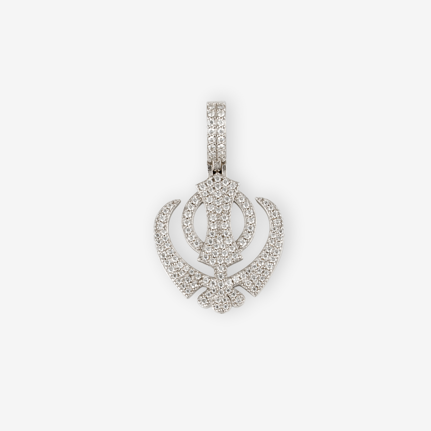 Silver Moissanite Khanda Pendant