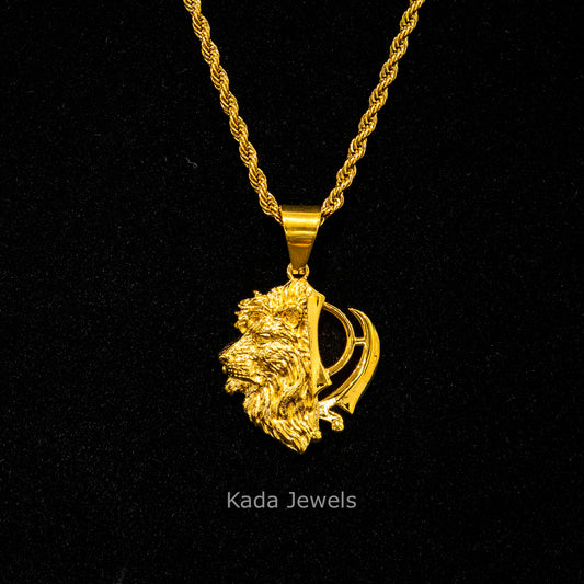 Lion Khanda Pendant with Rope Chain