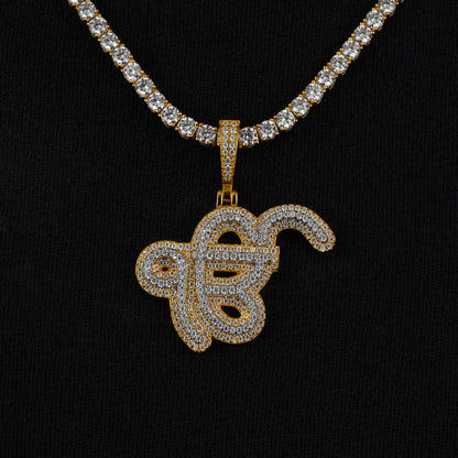 Two Tone Ik Onkar Moissanite Pendant (Made to Order)