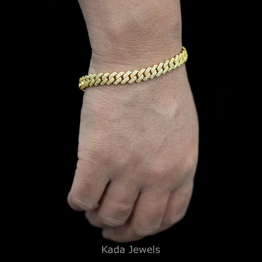 8mm Gold Moissanite Cuban Link Bracelet (925 Silver)