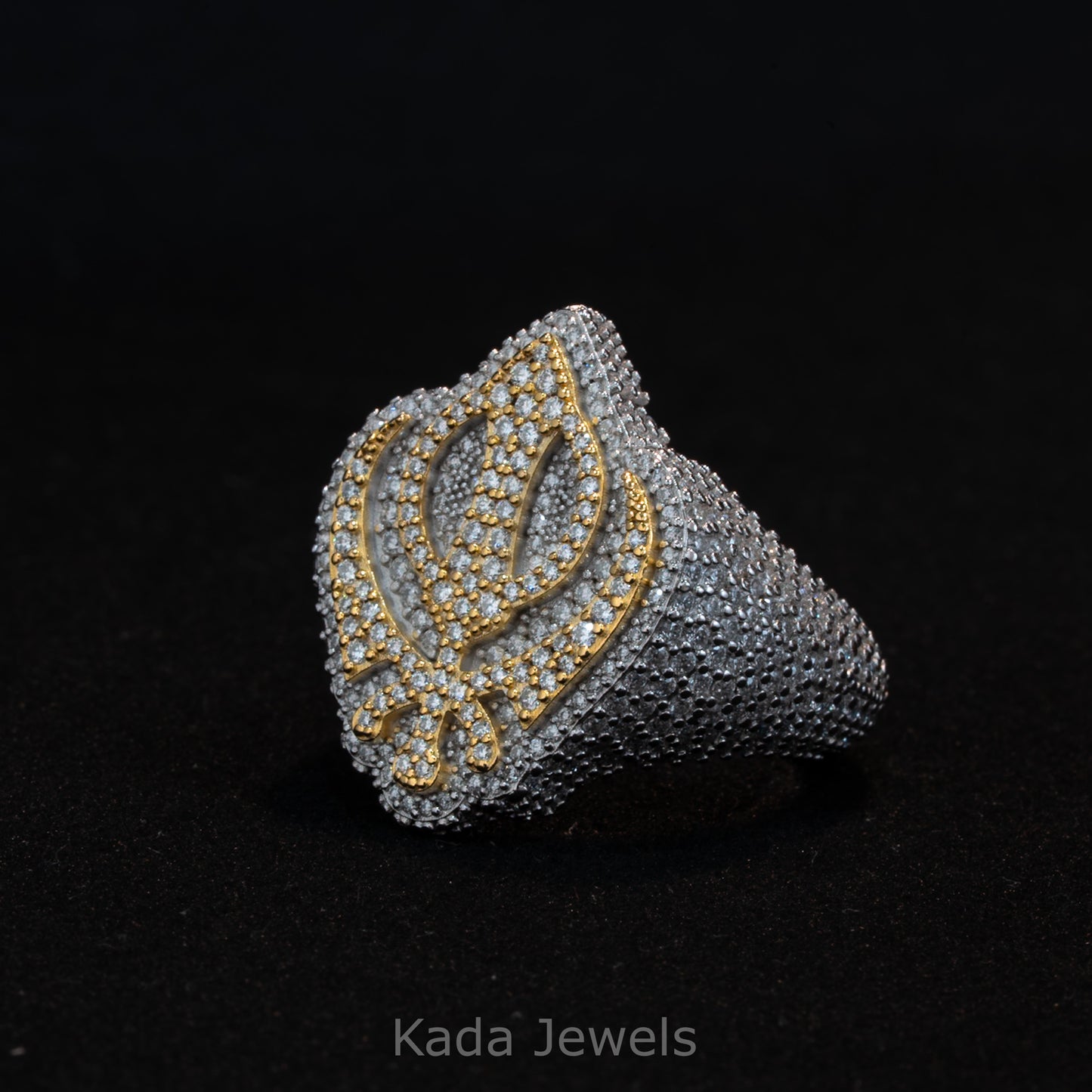 Khanda Moissanite Ring (Made to Order – 925 Silver Two Tone)