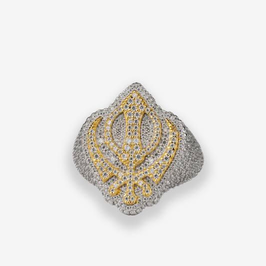 Khanda Moissanite Ring (Made to Order – 925 Silver Two Tone)