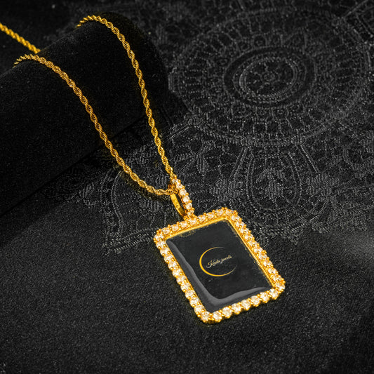 Custom Rectangle Photo Pendant – Iced Border (78MM x 40MM)
