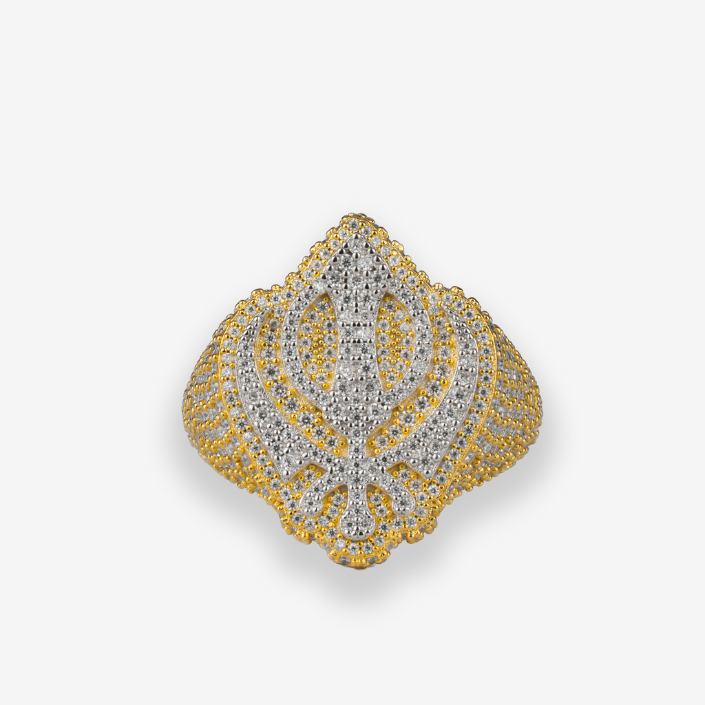 Khanda Moissanite Ring (Made to Order – 925 Silver Two Tone)