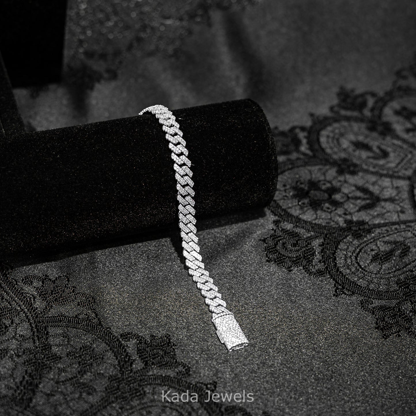 8mm Sliver Moissanite Cuban Link Bracelet (925 Silver)