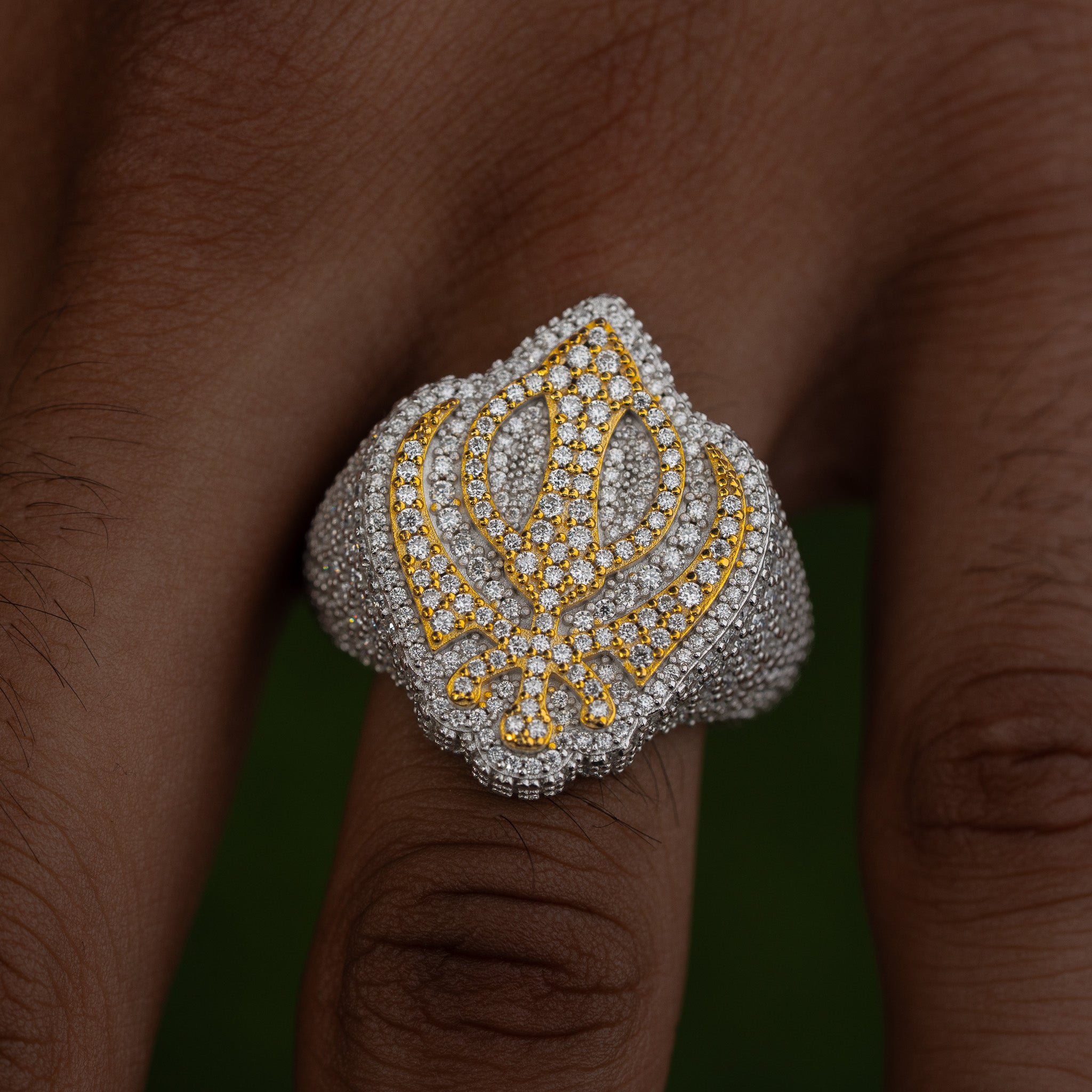 Khanda Moissanite Ring (Made to Order – 925 Silver Two Tone)