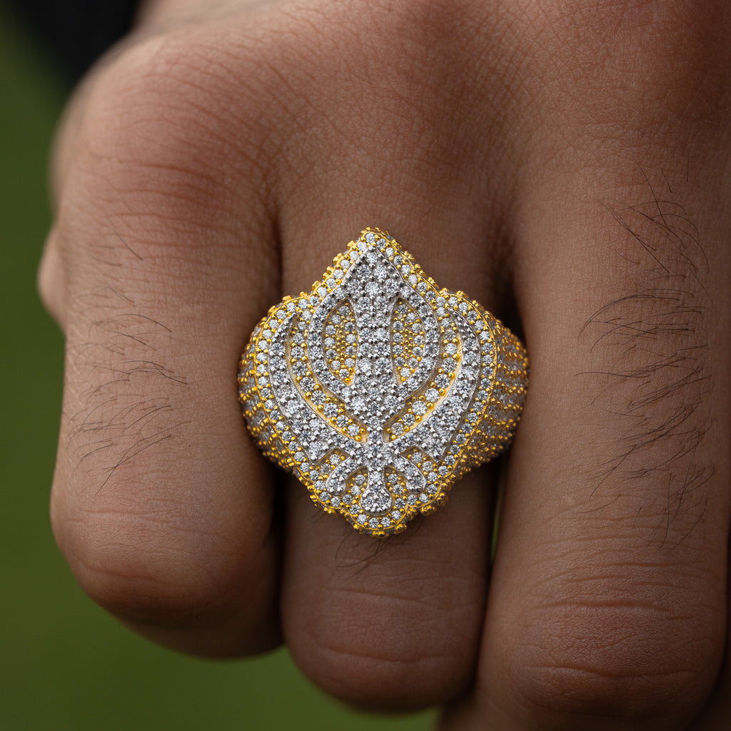 Khanda Moissanite Ring (Made to Order – 925 Silver Two Tone)