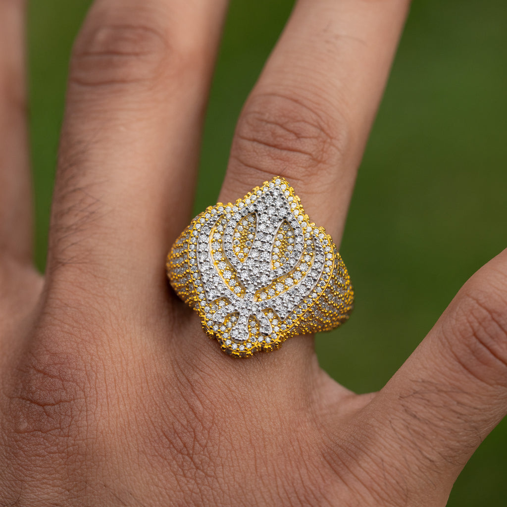 Khanda Moissanite Ring (Made to Order – 925 Silver Two Tone)
