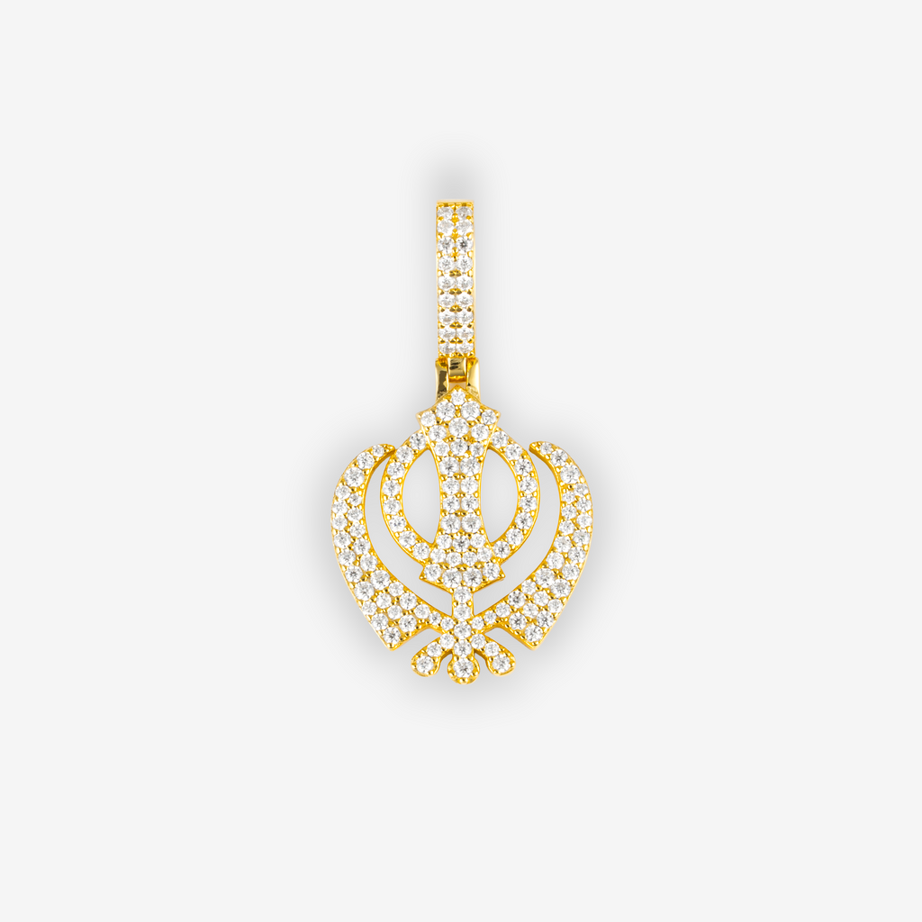 Gold Moissanite Khanda Pendant