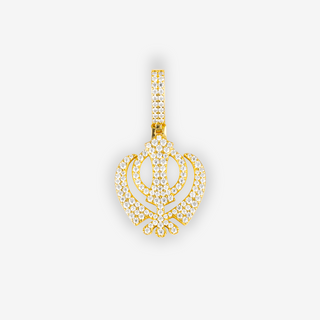 Gold Moissanite Khanda Pendant