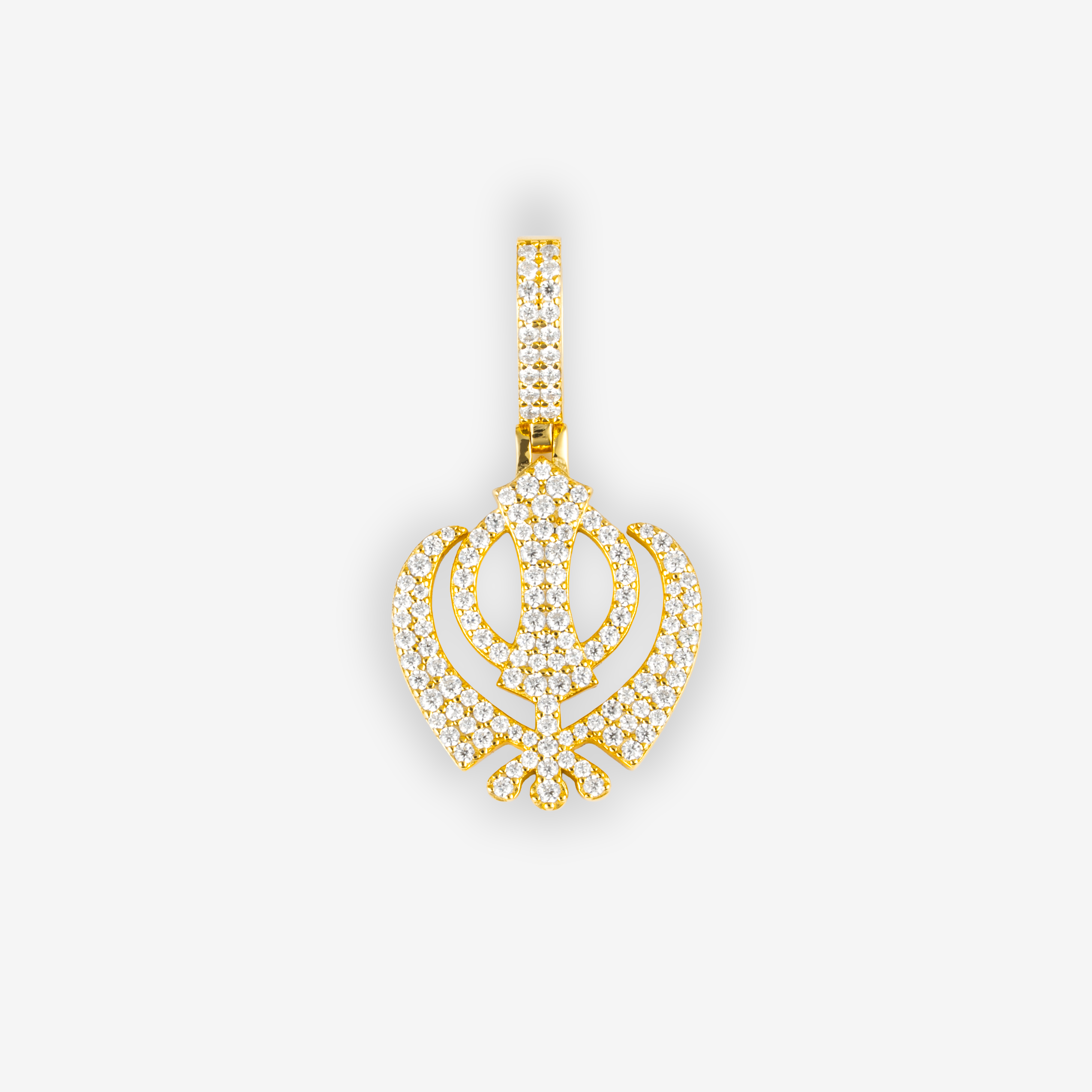 Gold Moissanite Khanda Pendant