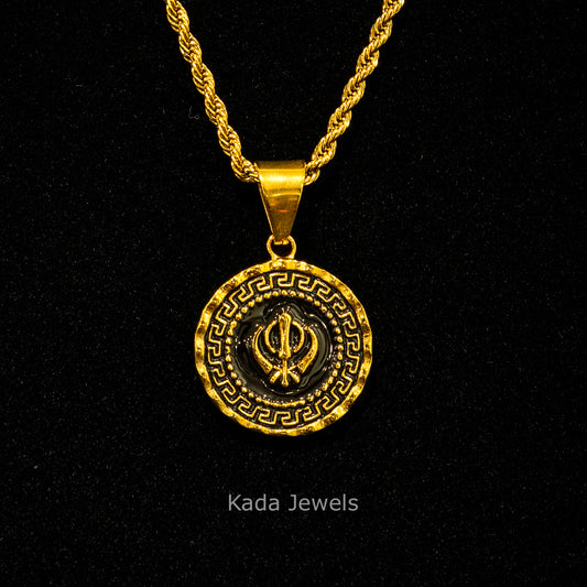 Classic Khanda Round Pendant with Rope Chain