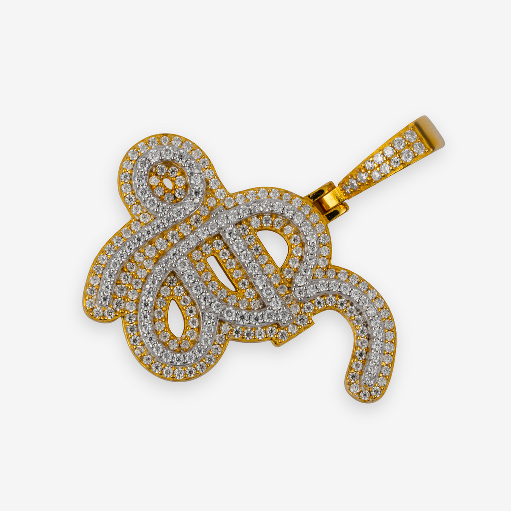 Two Tone Ik Onkar Moissanite Pendant (Made to Order)