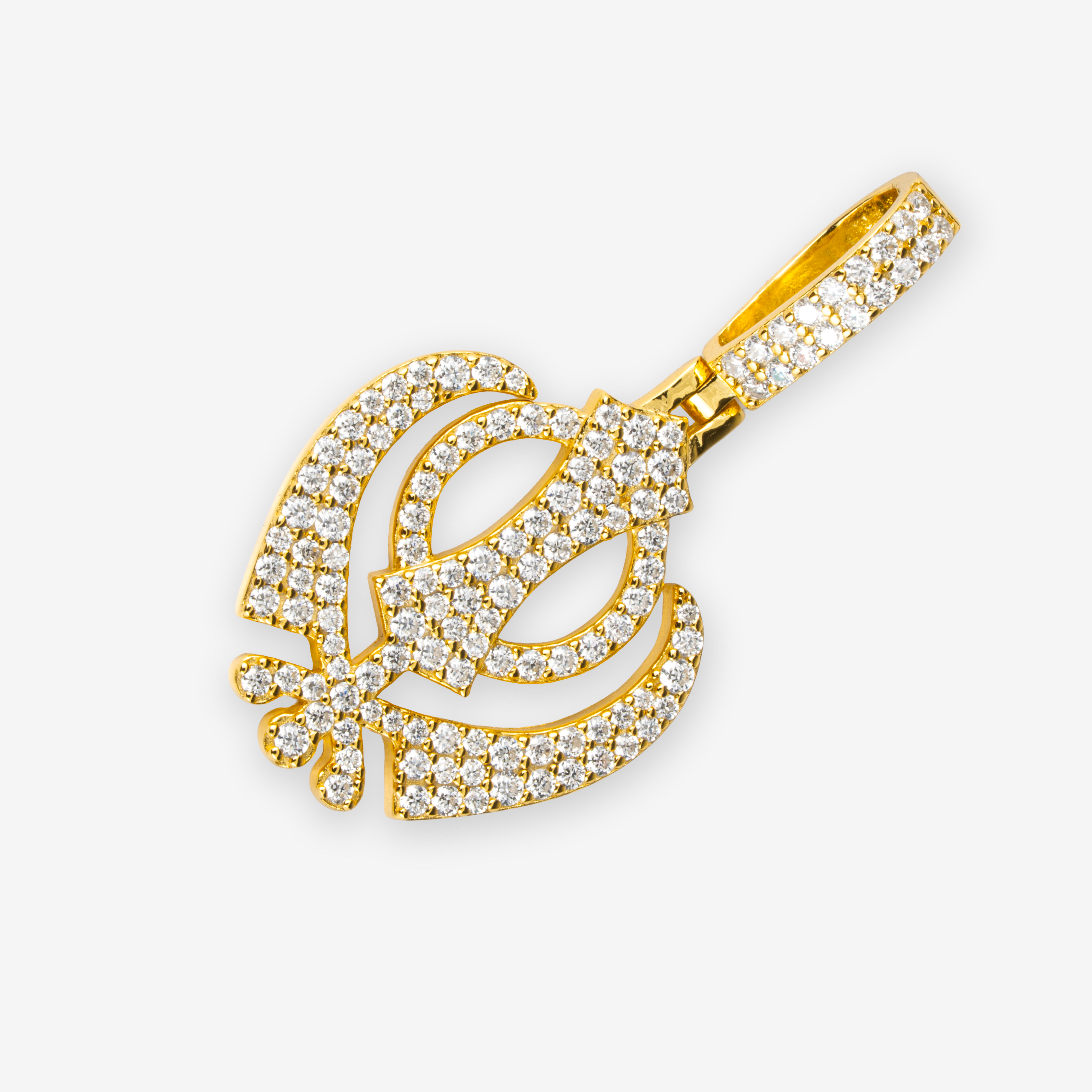 Gold Moissanite Khanda Pendant