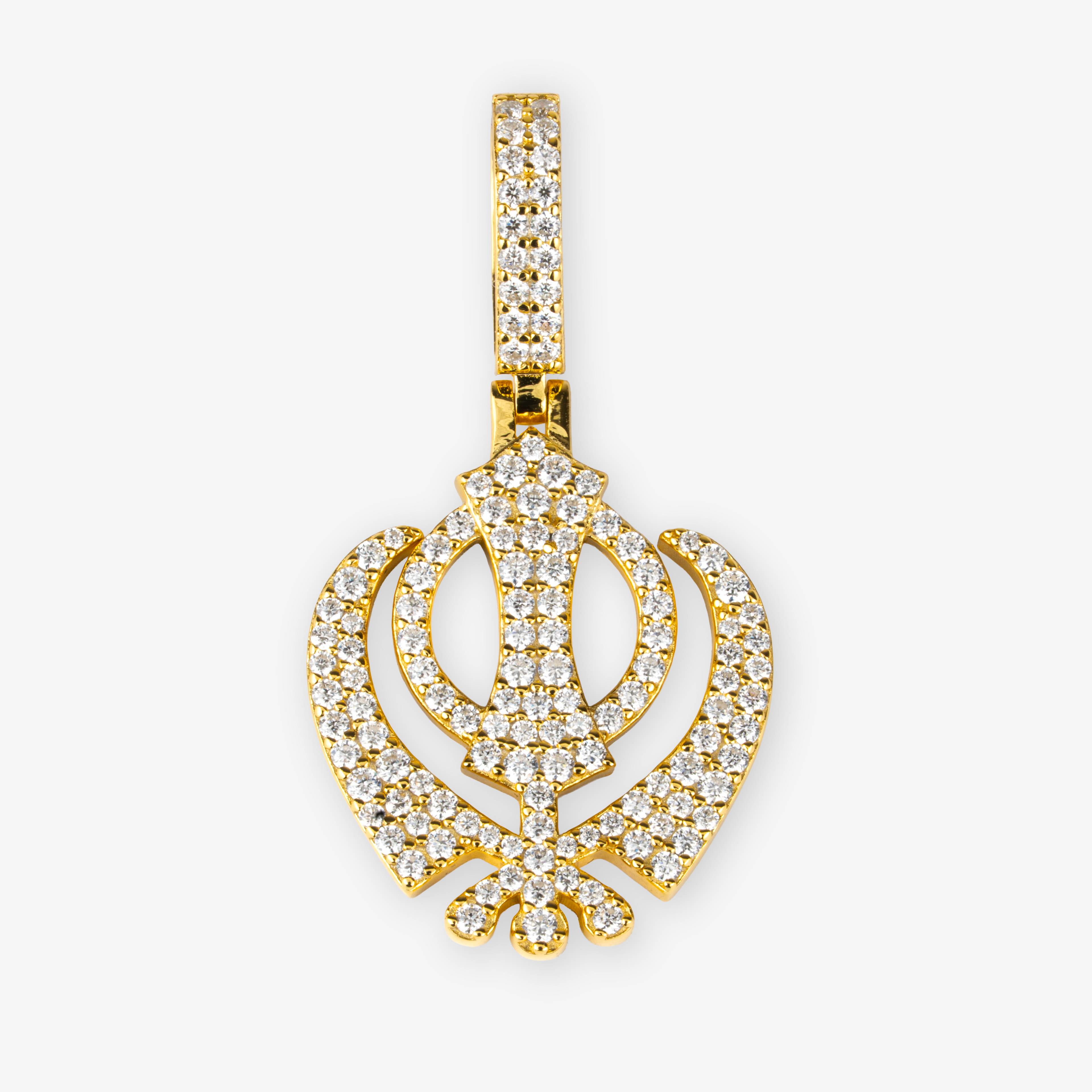 Gold Moissanite Khanda Pendant
