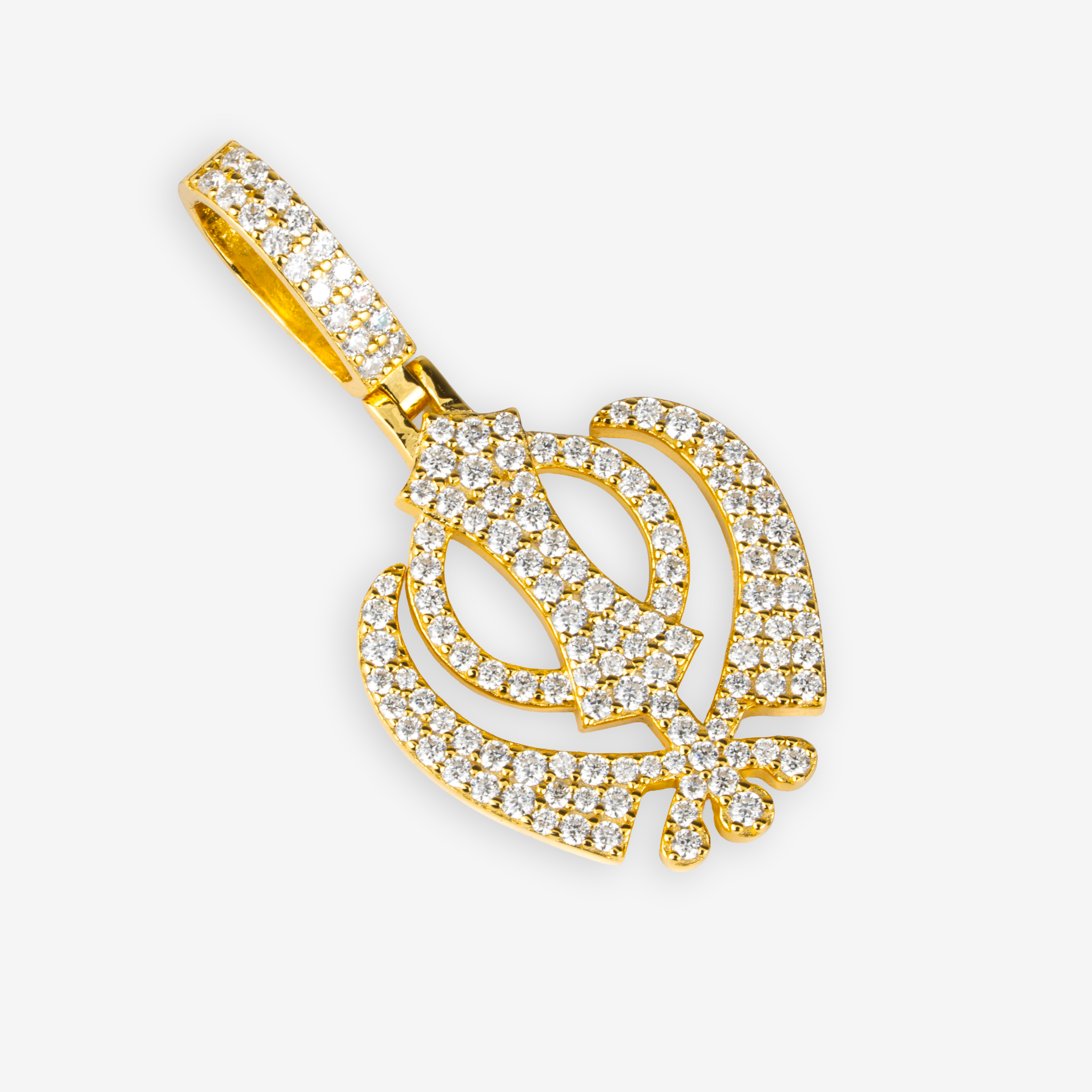 Gold Moissanite Khanda Pendant